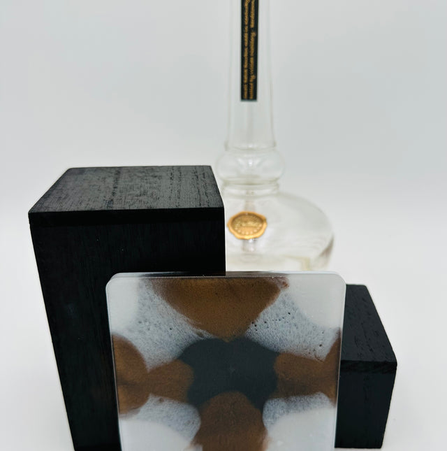 Modern Handmade Resin Coasters, with Cork Bottom, Square, Set of Four