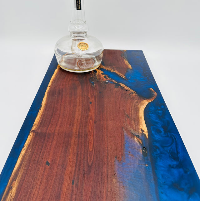 Handcrafted Black Walnut Charcuterie Board with Black & Blue Resin: A Dual-Sided Masterpiece for Elevated Entertaining