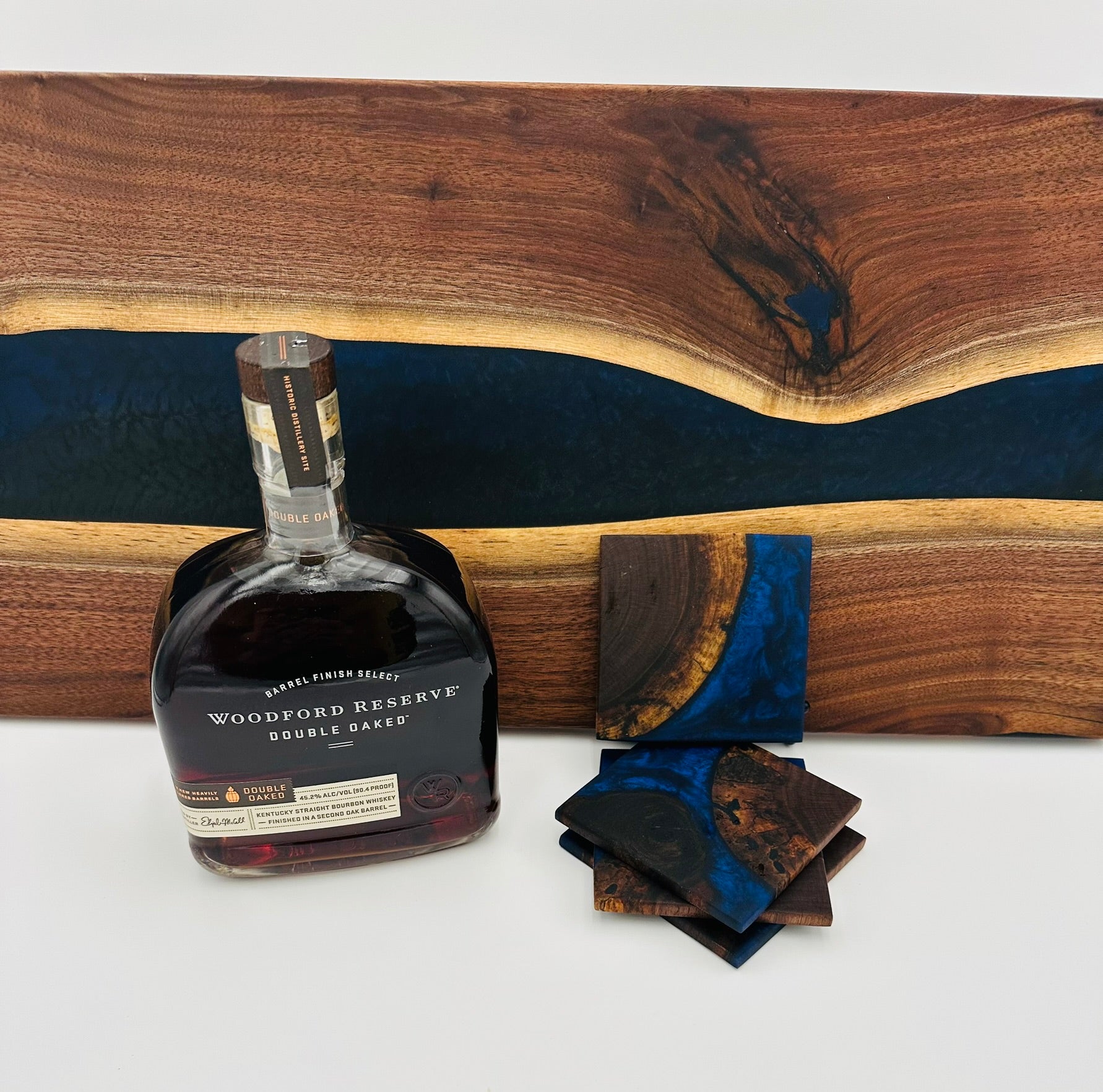 End Grain Black Walnut and Resin Coasters - Set of 4