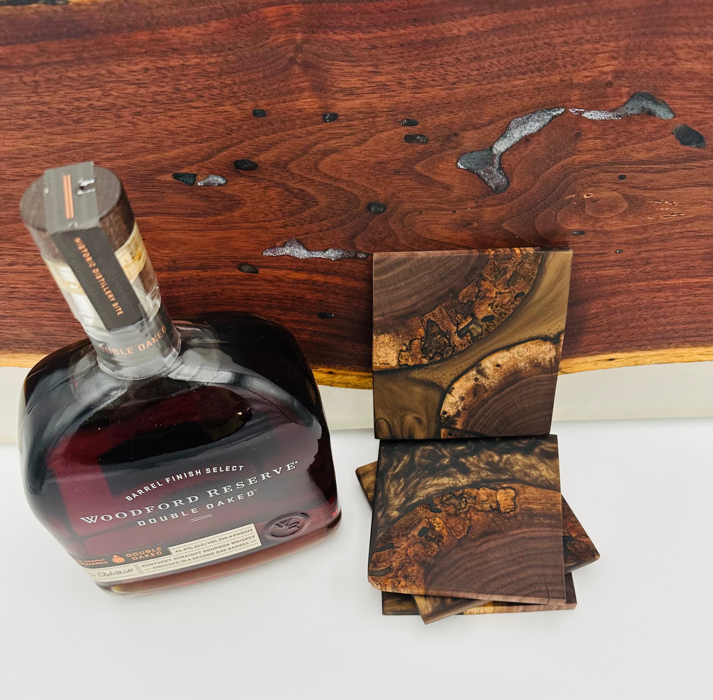End Grain Black Walnut and Resin Coasters - Set of 4
