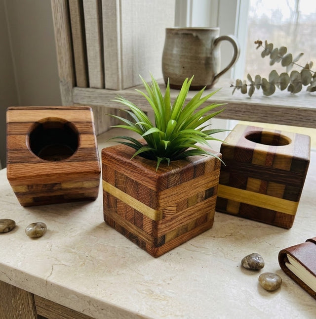 Handcrafted Rustic Wooden Succulent Planter, Made from Tobacco Sticks