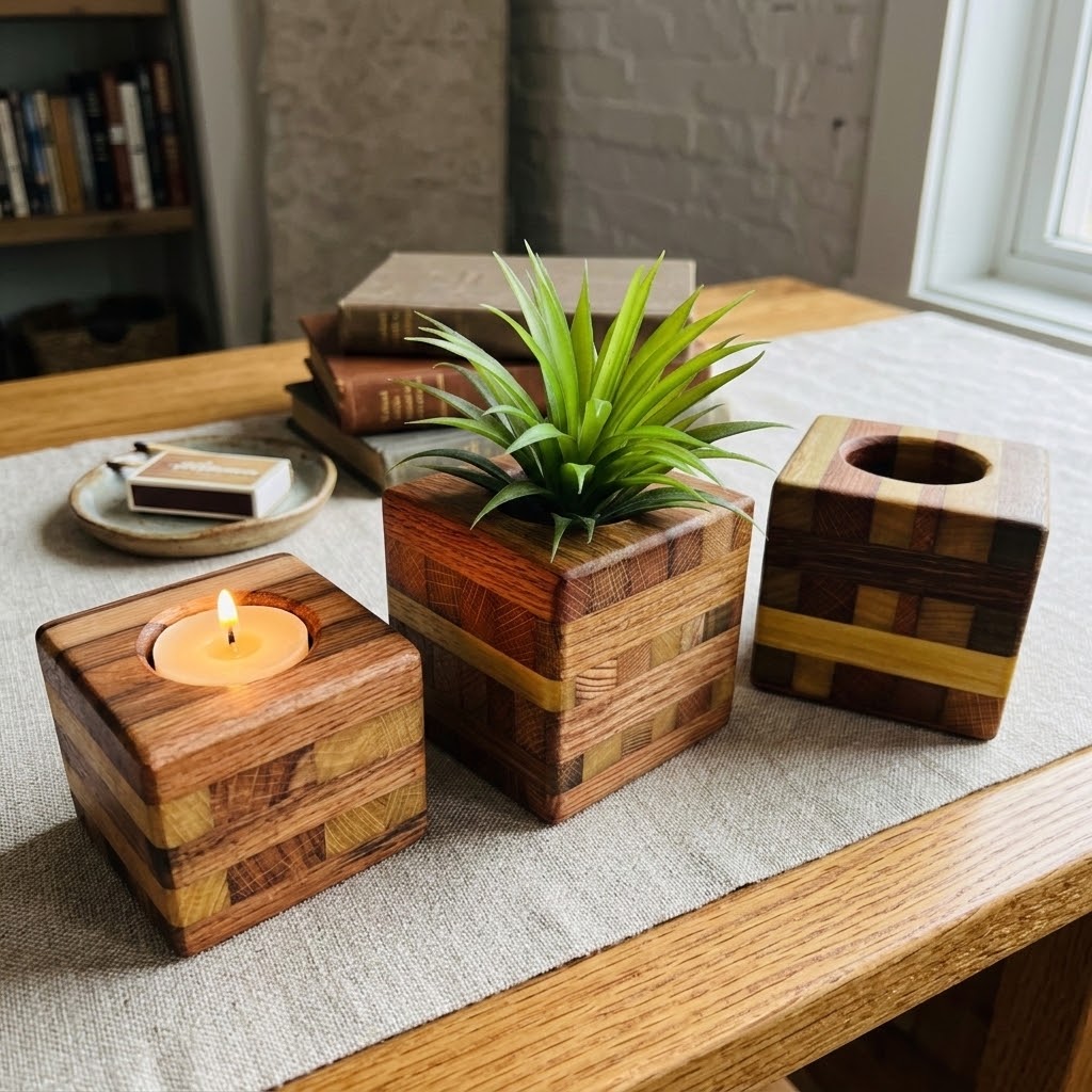 Handcrafted Rustic Wooden Succulent Planter, Made from Tobacco Sticks