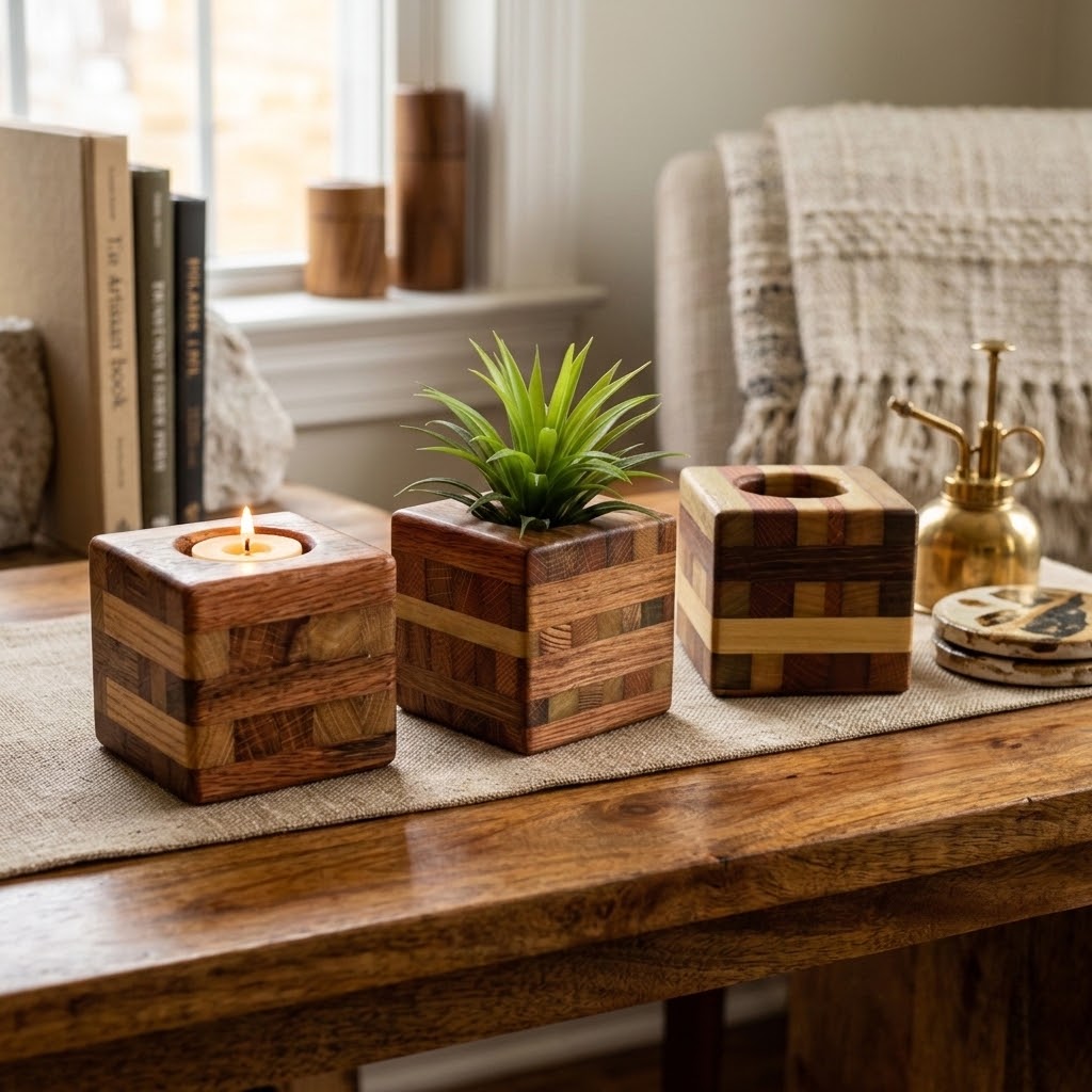 Handcrafted Rustic Wooden Succulent Planter, Made from Tobacco Sticks