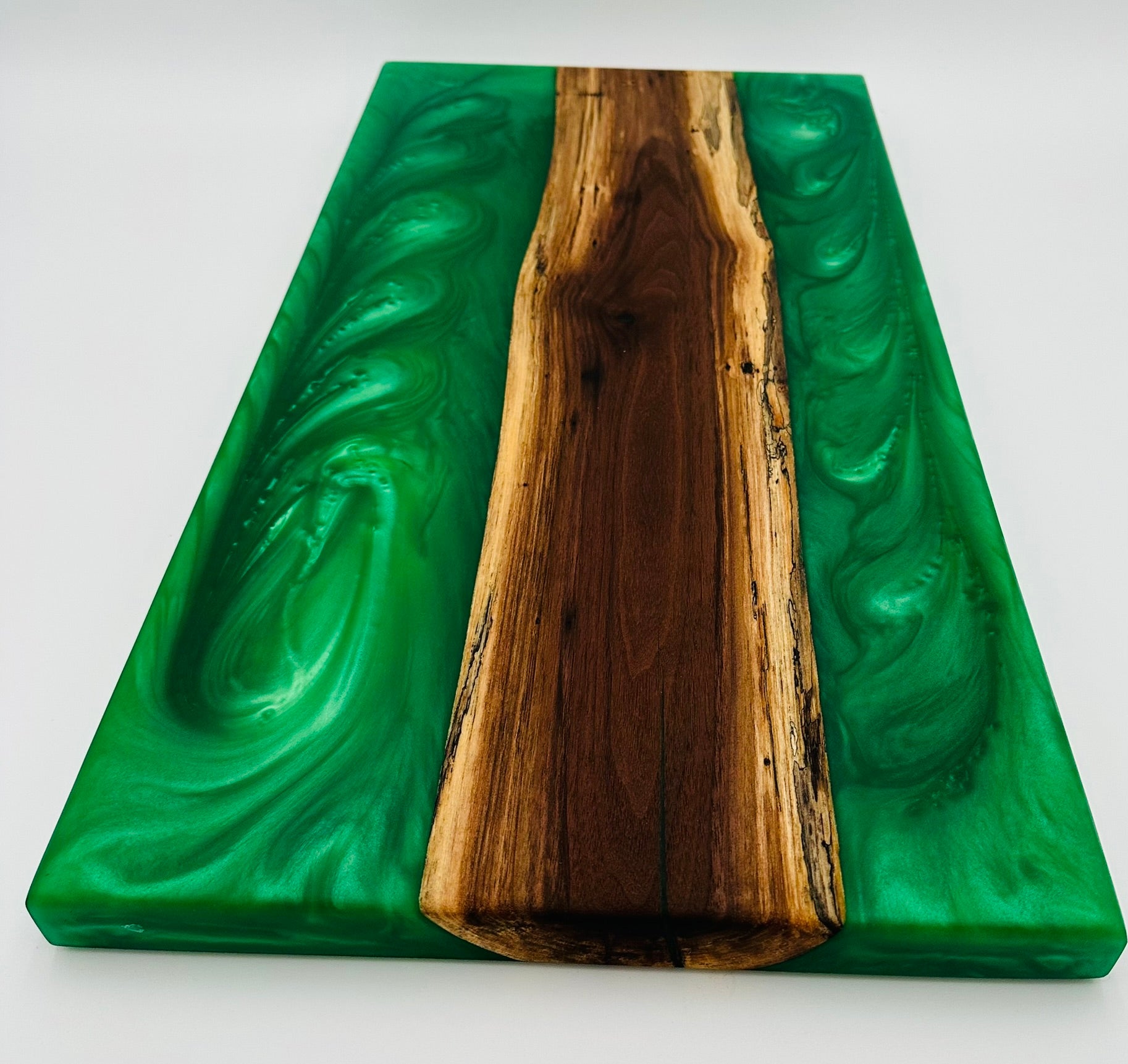 Black Walnut & Green Resin River Charcuterie Board