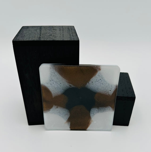 Modern Handmade Resin Coasters, with Cork Bottom, Square, Set of Four