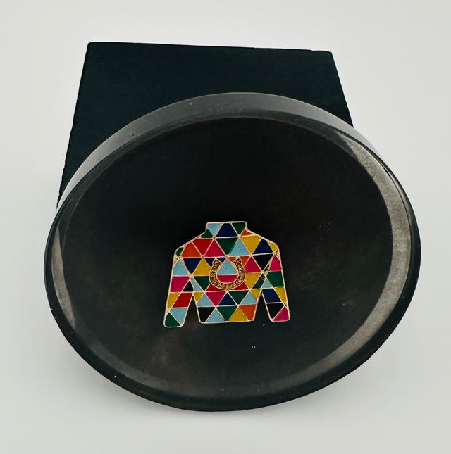 Handcrafted  Black Resin Coasters with Jockey Silk inlay, Set of Four