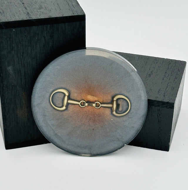 Handcrafted Resin Coasters with Bridle Bit Inlay, Set of 4