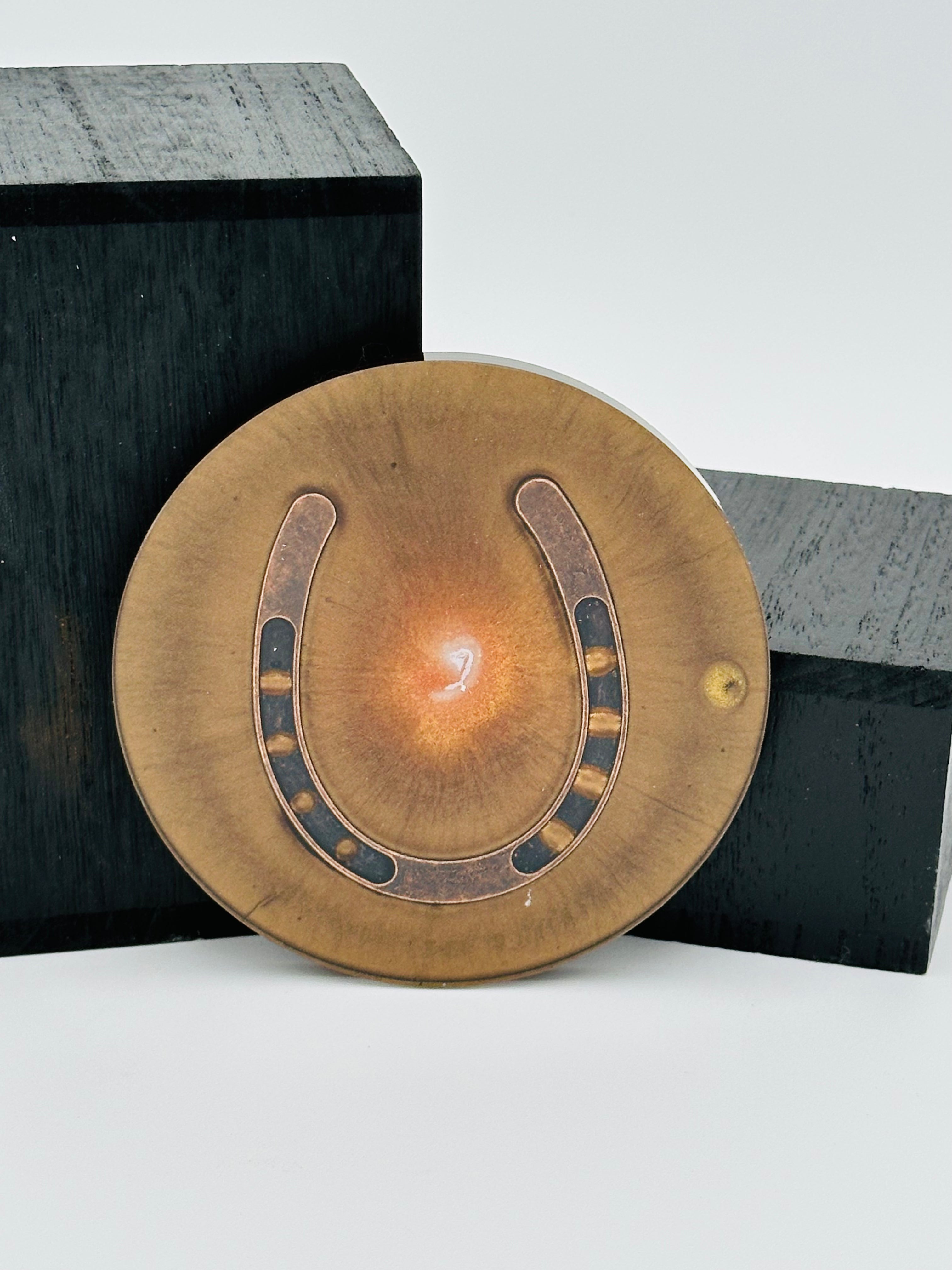 Handcrafted Resin Beverage Coasters with Horseshoe inlay