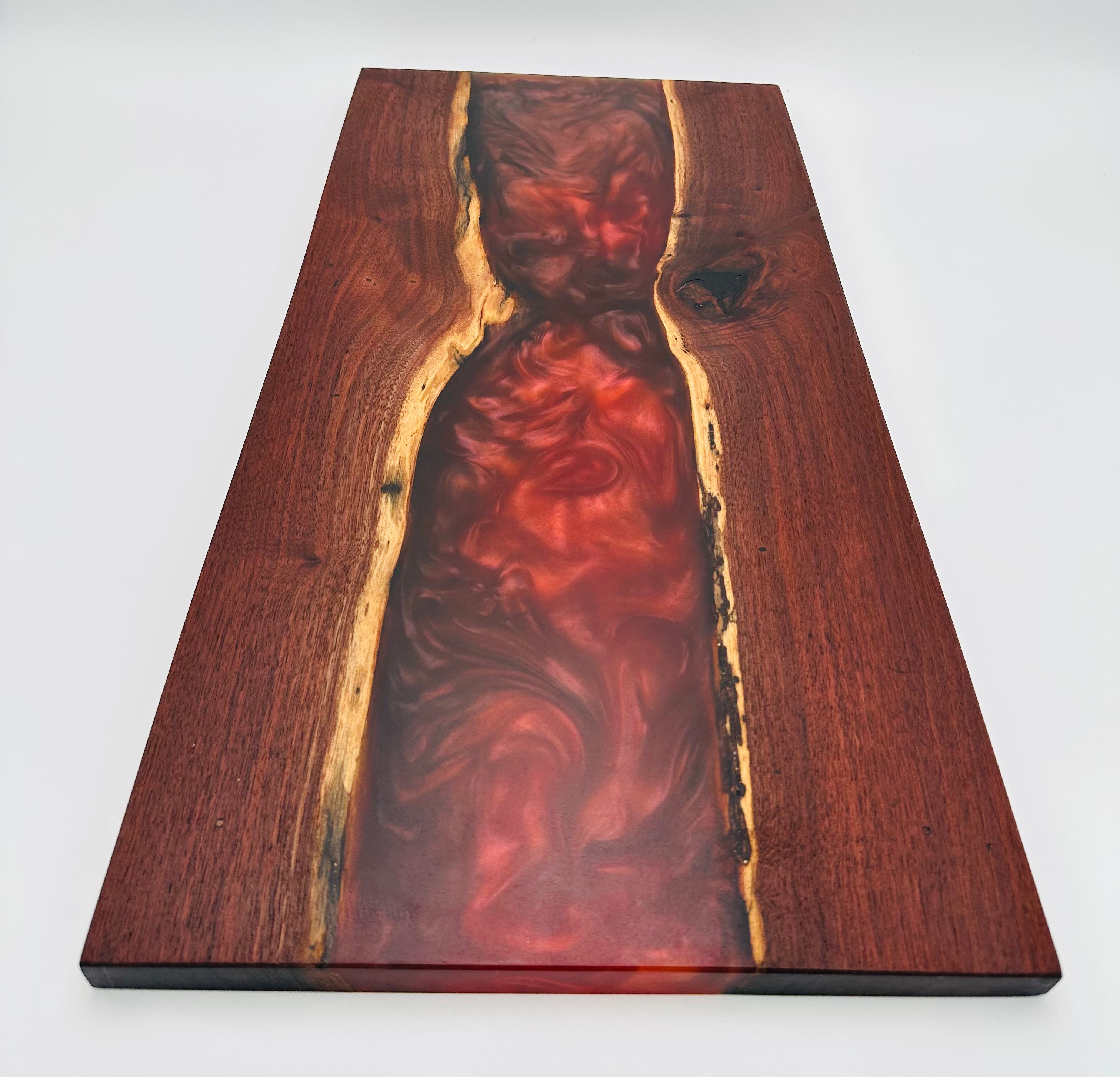 Handcrafted Black Walnut Charcuterie Board with Cosmic Resin Center with Feet