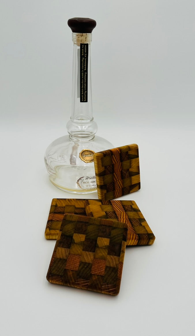 Handcrafted Tobacco Stick End Grain Beverage Coasters