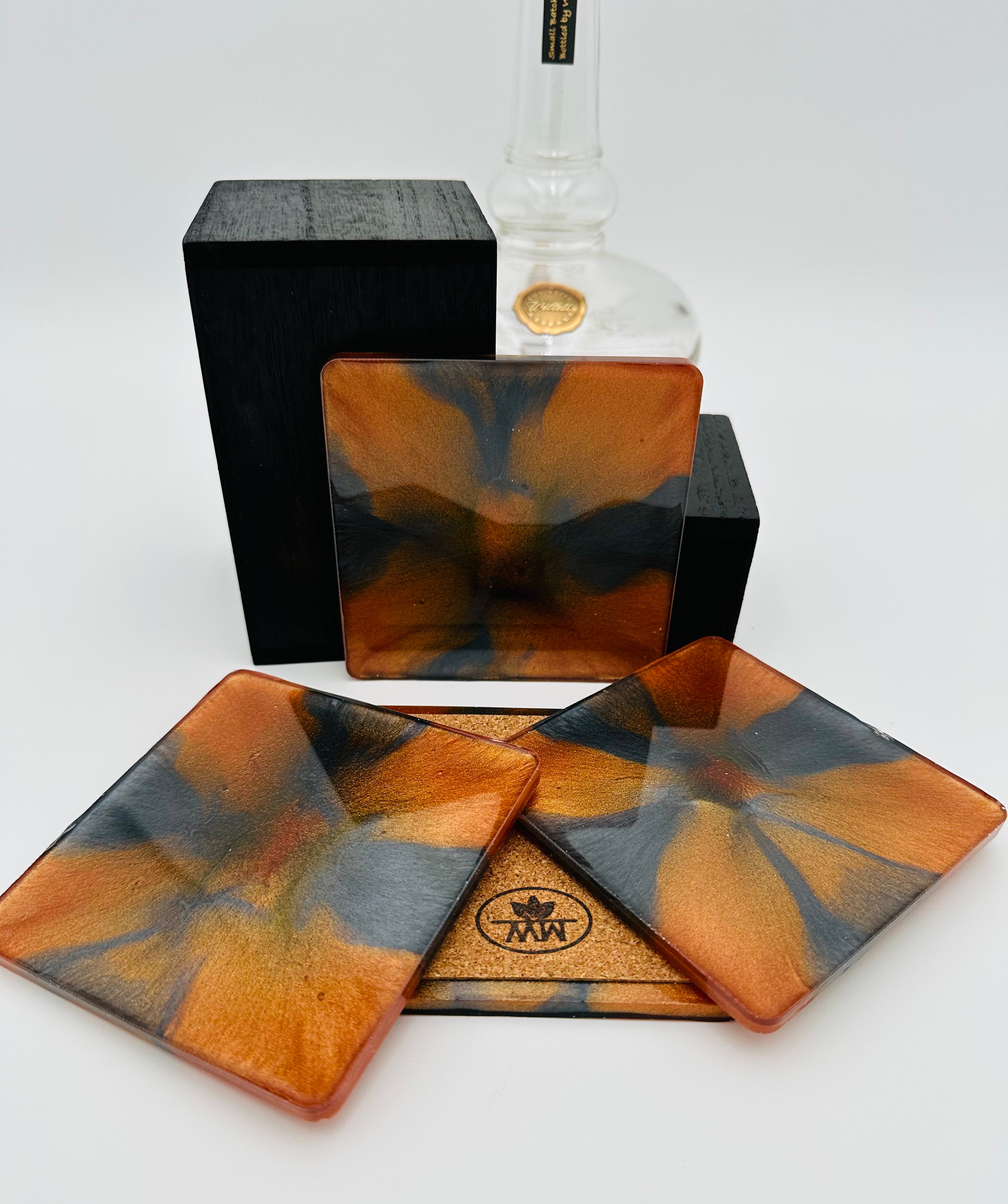 Square Handcrafted Resin Beverage Coasters