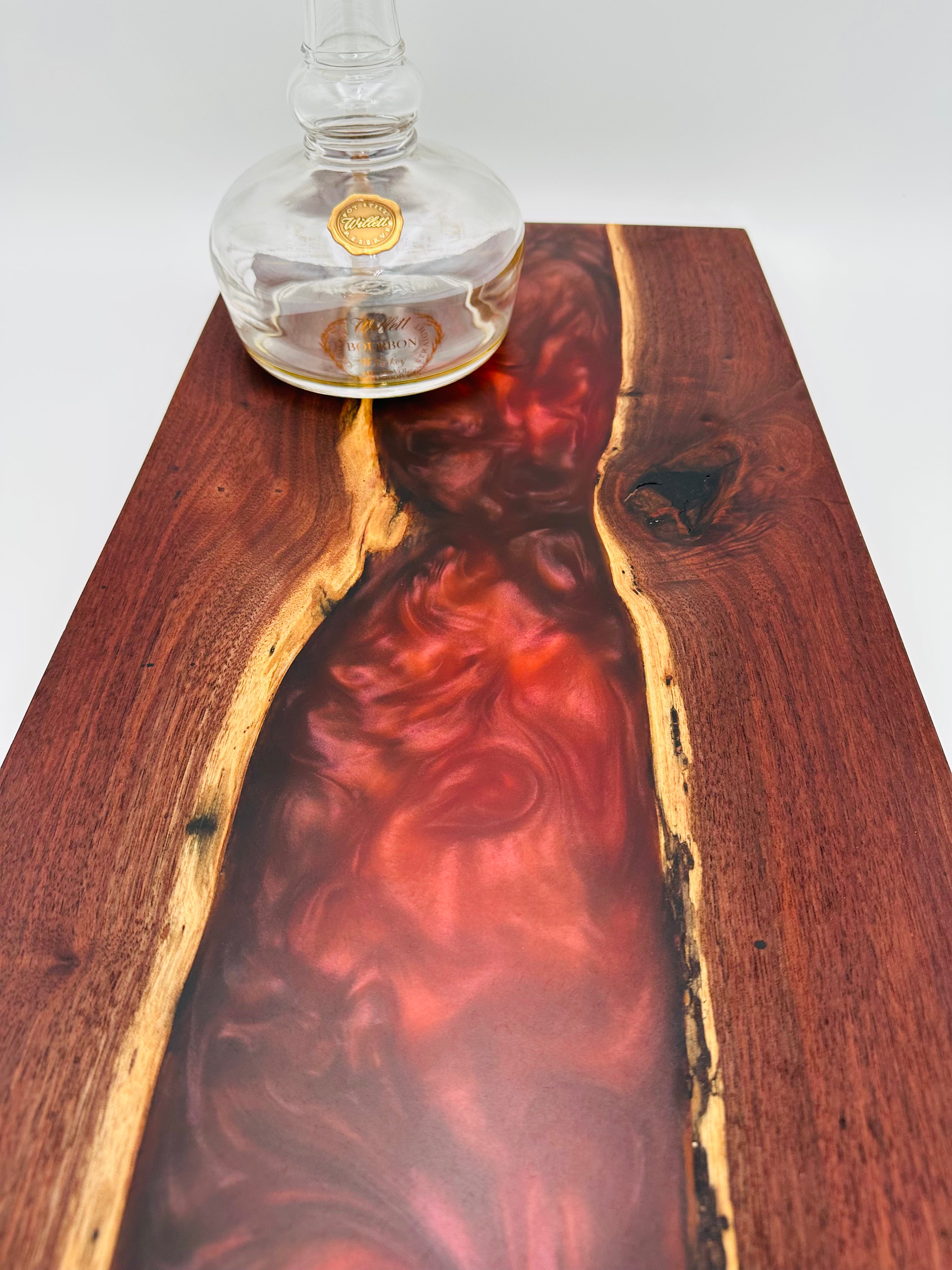 Handcrafted Black Walnut Charcuterie Board with Cosmic Resin Center with Feet