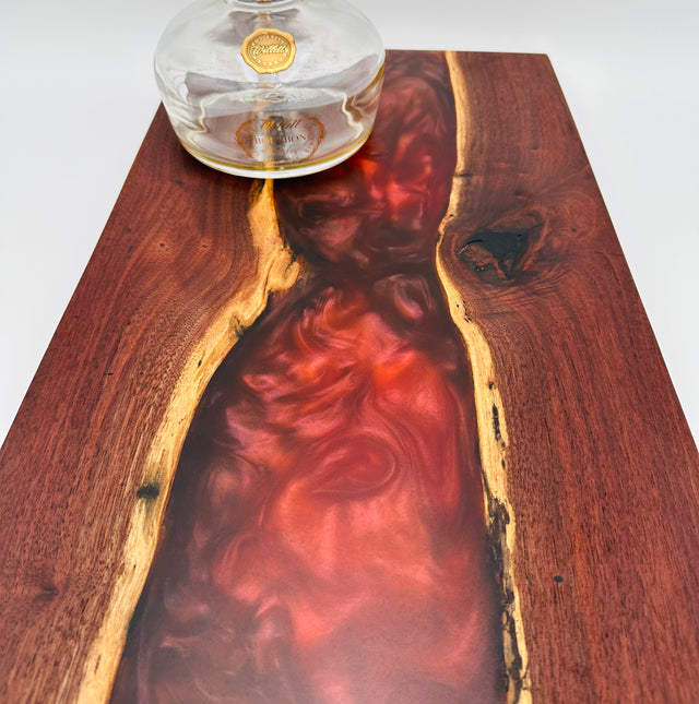 Handcrafted Black Walnut Charcuterie Board with Cosmic Resin Center