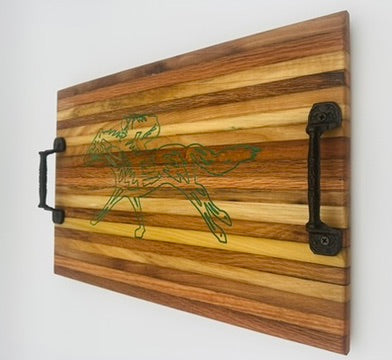 Handcrafted Tobacco Stick Tray with Inlaid Racehorse and Jockey Design