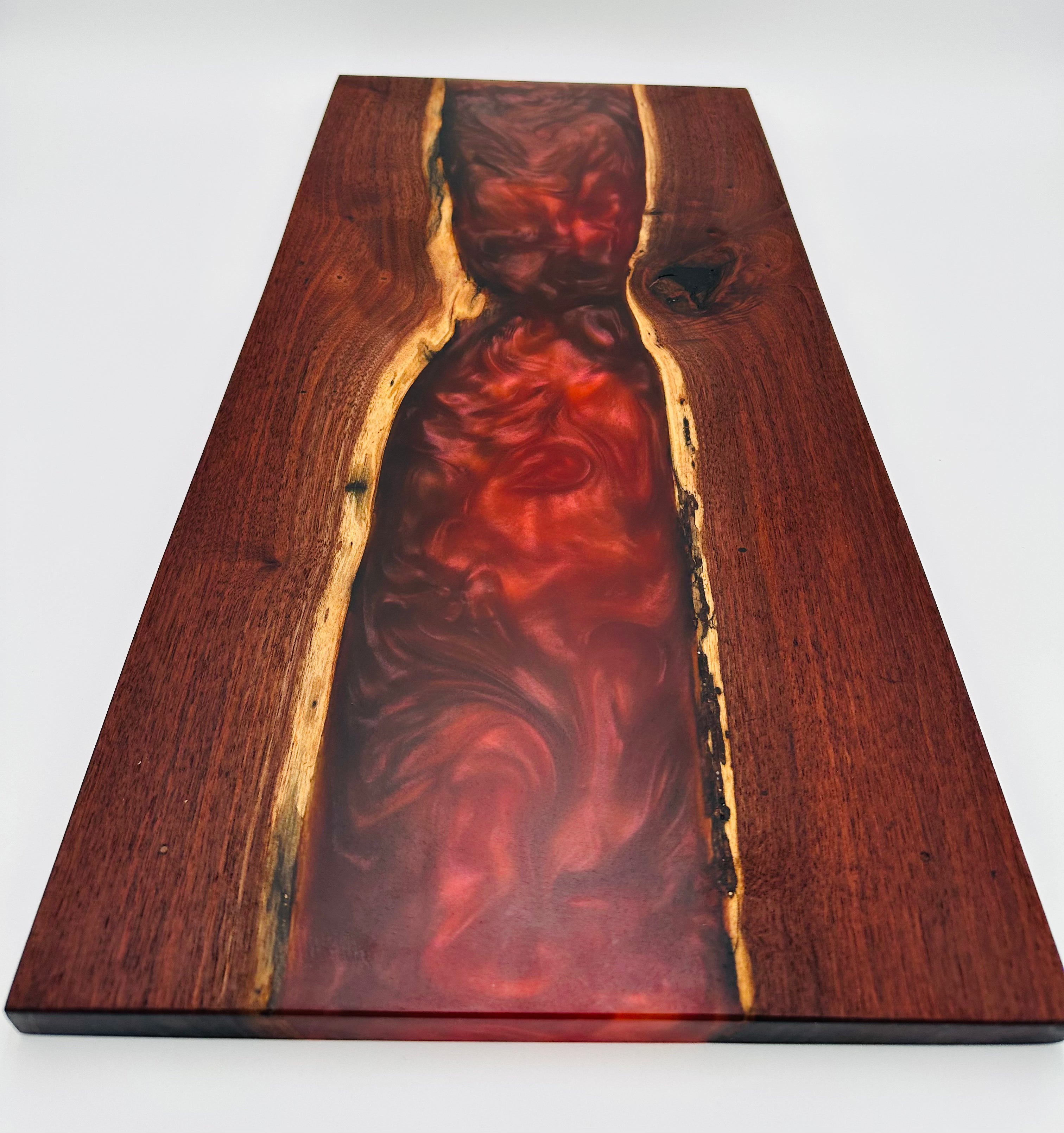 Handcrafted Black Walnut Charcuterie Board with Cosmic Resin Center with Feet