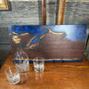 Handcrafted Black Walnut Charcuterie Board with Black & Blue Resin: A Dual-Sided Masterpiece for Elevated Entertaining