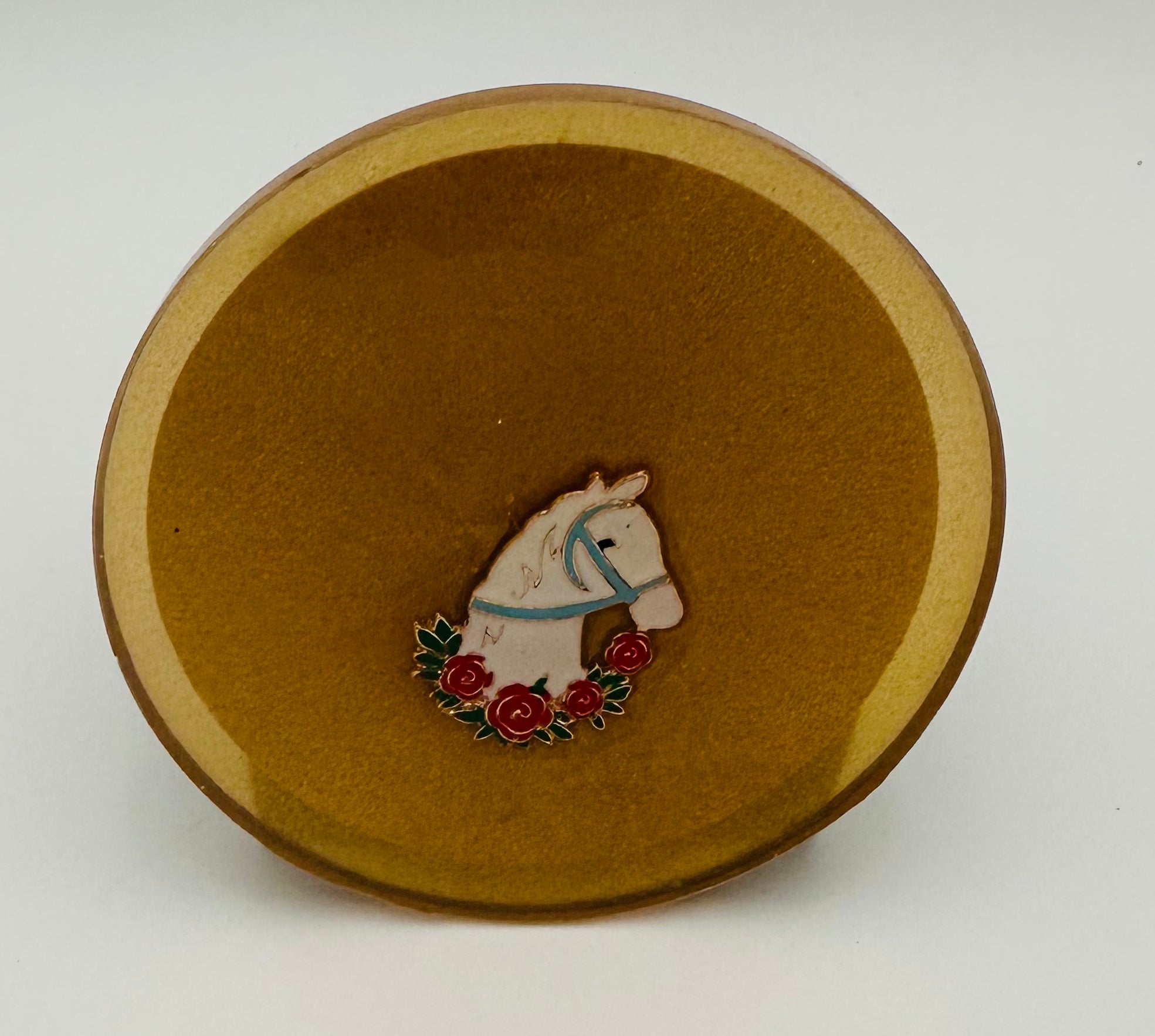 Handcrafted Gold Resin Coasters with Horse Head Derby Pin Inlay, Set of 4