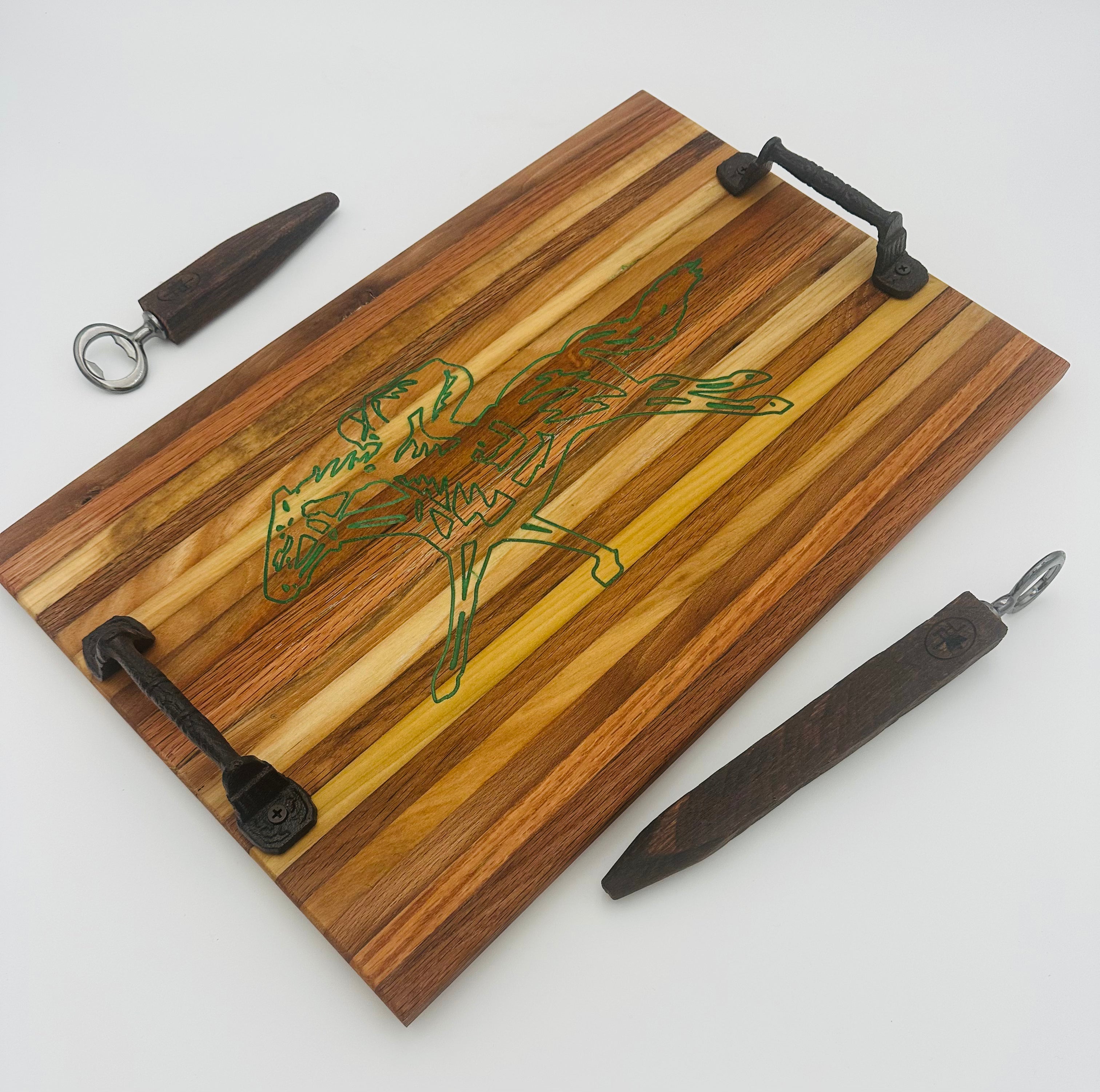 Handcrafted Tobacco Stick Tray with Inlaid Racehorse and Jockey Design