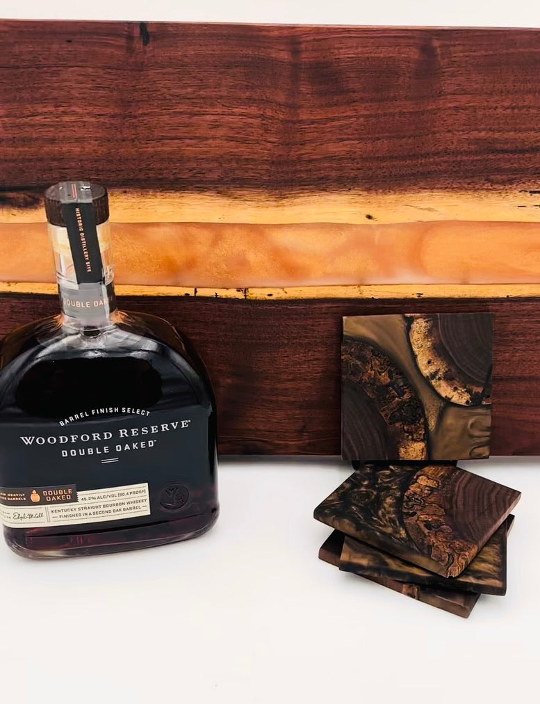 End Grain Black Walnut and Resin Coasters - Set of 4