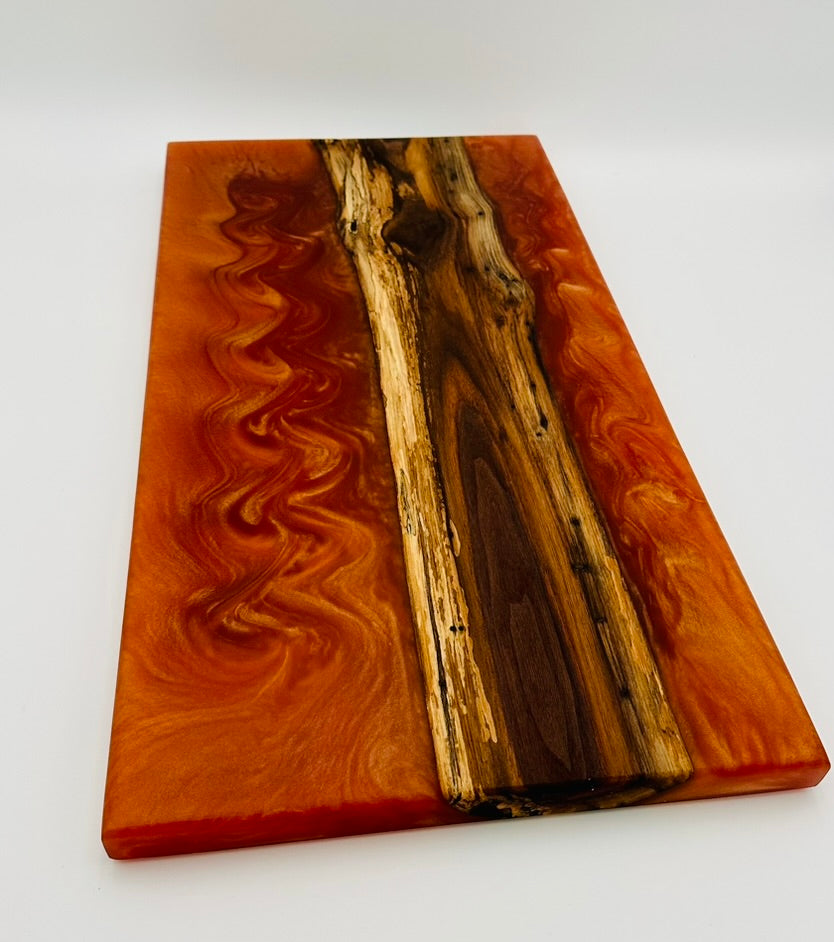 Black Walnut & Copper Resin River Charcuterie Board