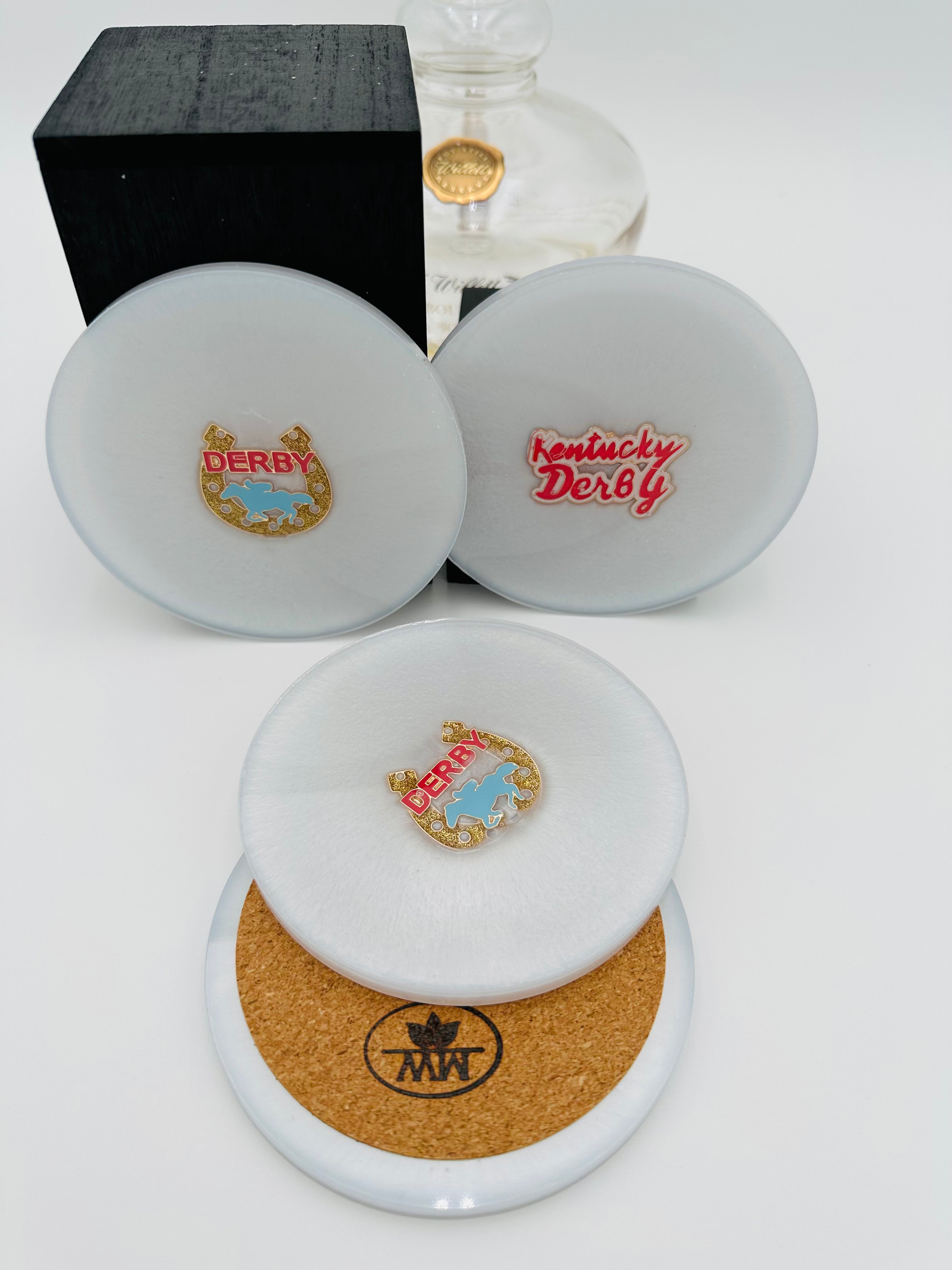 Handcrafted Resin Kentucky Derby Inlaid Beverage Coasters