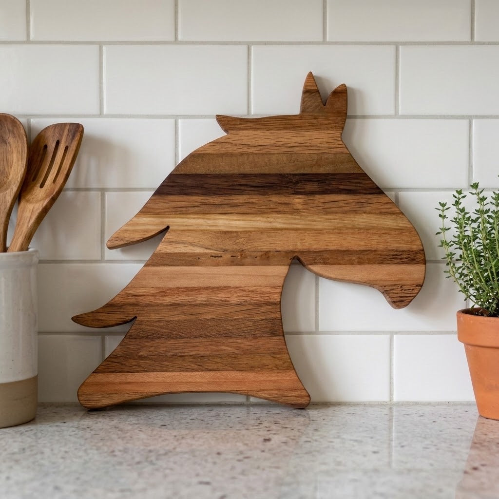 Handcrafted Equestrian Horse Head Tobacco Stick Cutting Board & Charcuterie