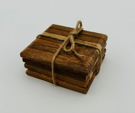 Handcrafted Tobacco Stick Coasters, set of Four