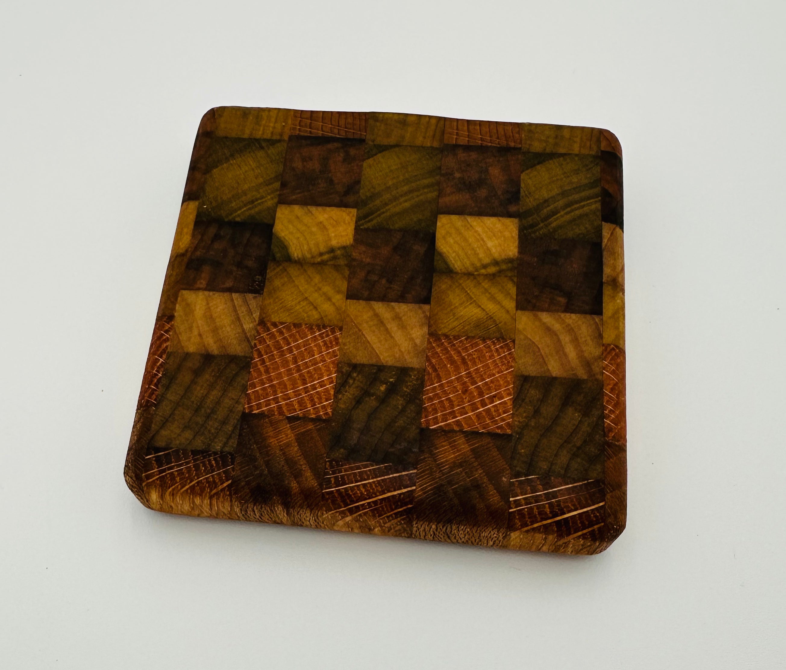 Handcrafted Tobacco Stick End Grain and Face Grain Coasters, Set of 4