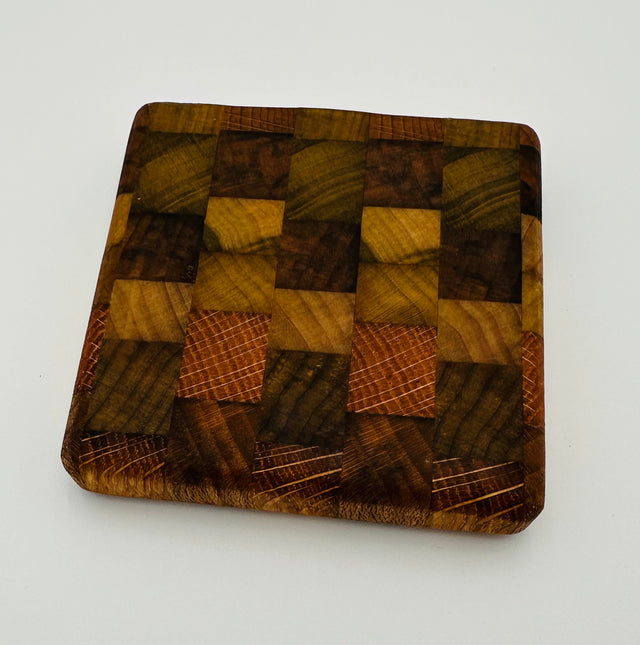 Handcrafted Tobacco Stick End Grain Coasters, Set of 4