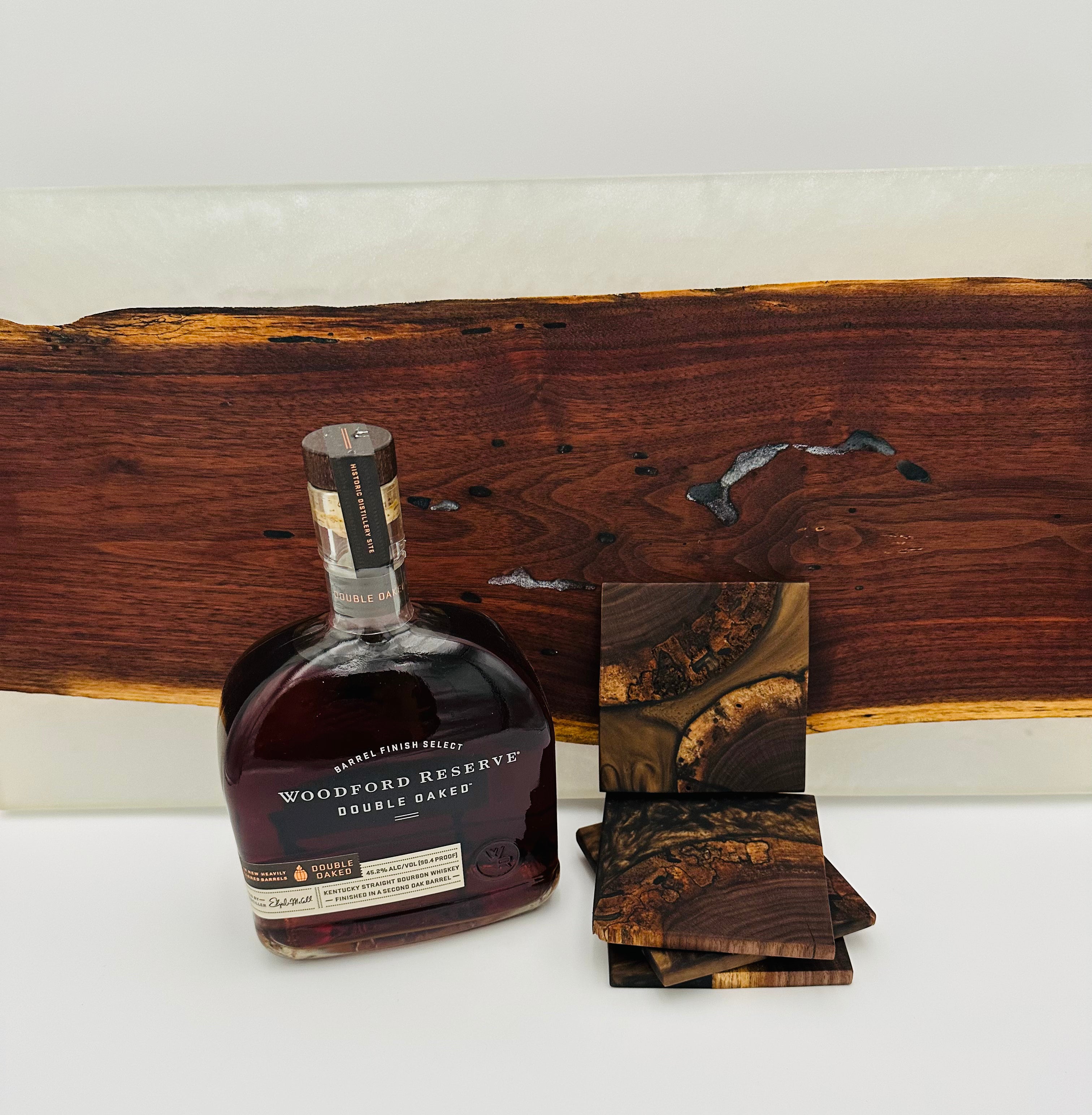 End Grain Black Walnut and Resin Coasters - Set of 4