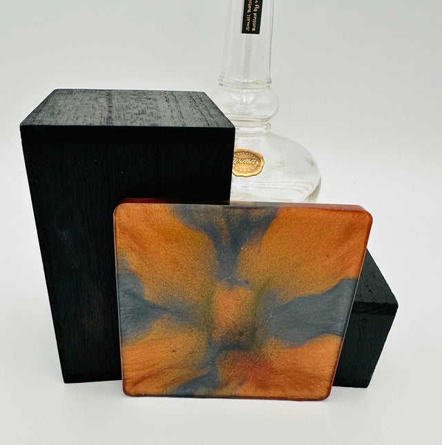 Modern Handmade Resin Coasters, with Cork Bottom, Square, Set of Four