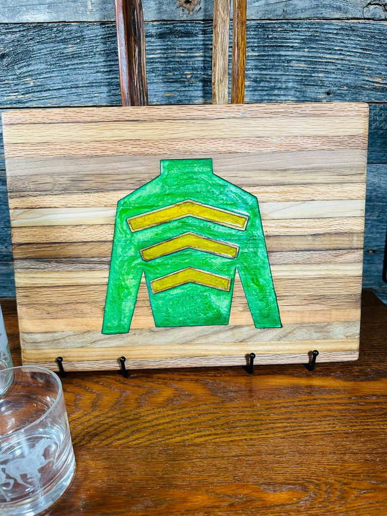 Tobacco Stick Cutting Board with Jockey Silk Inlay