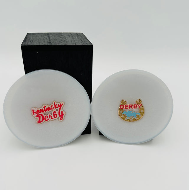 Handcrafted Resin Kentucky Derby Coasters, Inlaid Design, Set of 4