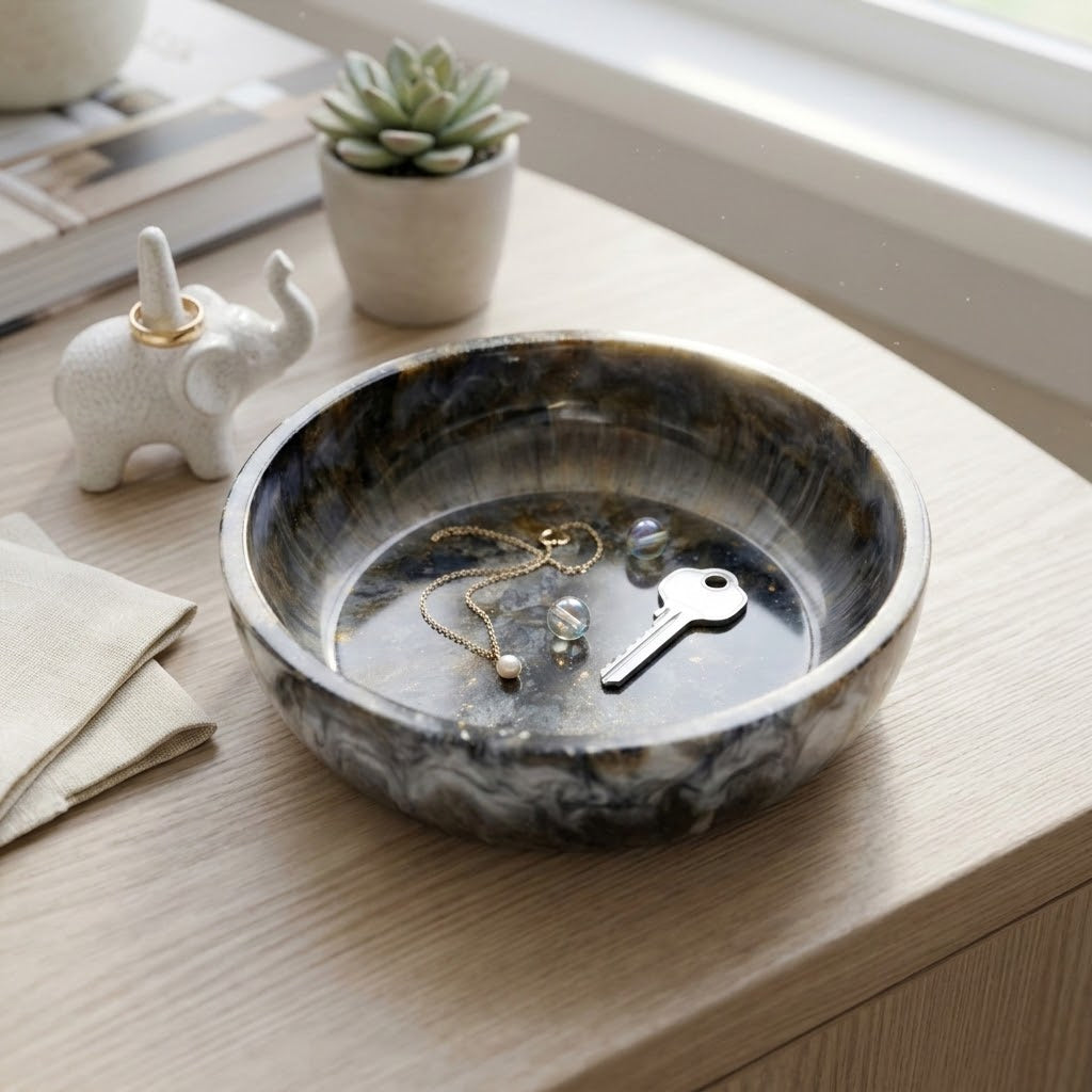 Handcrafted Swirled Epoxy Resin Decorative Catch-All Bowl (tray / trinket dish)