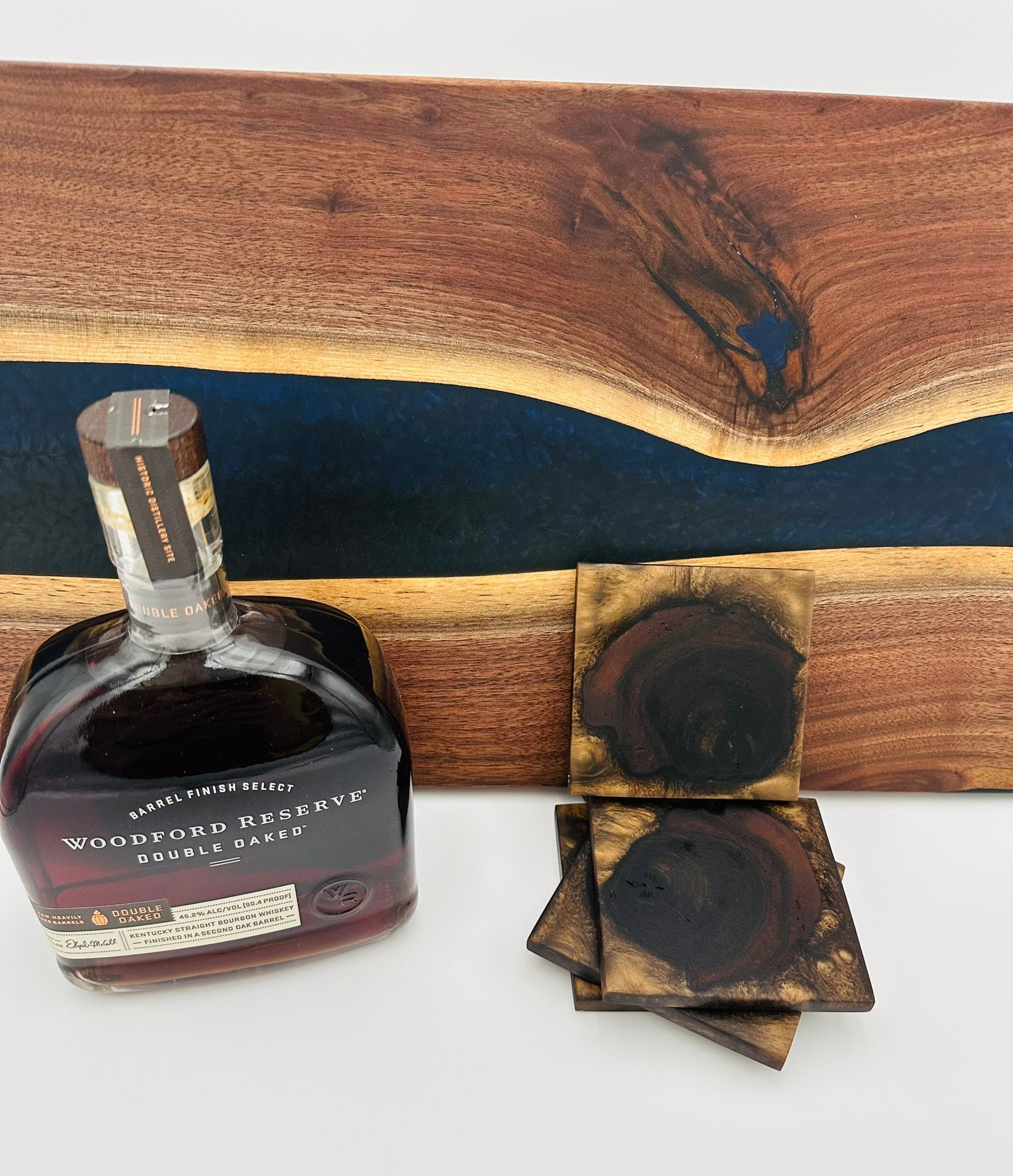 End Grain Black Walnut and Resin Coasters - Set of 4