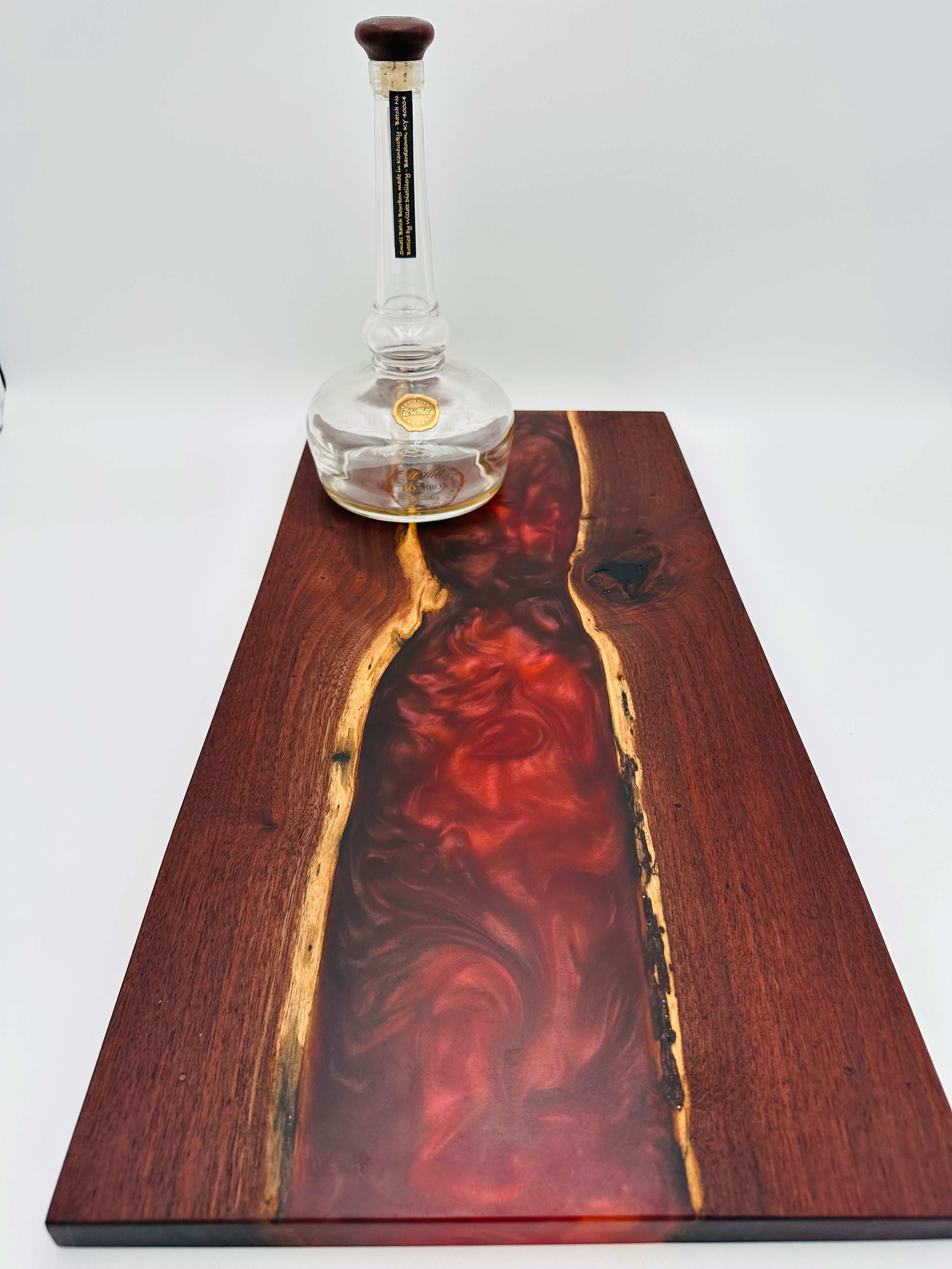 Handcrafted Black Walnut Charcuterie Board with Cosmic Resin Center with Feet