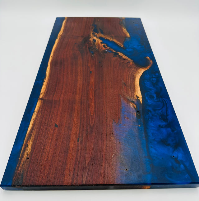 Handcrafted Black Walnut Charcuterie Board with Black & Blue Resin: A Dual-Sided Masterpiece for Elevated Entertaining