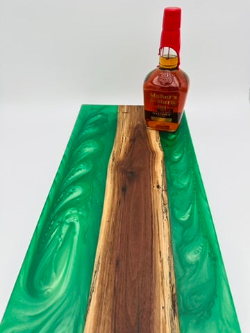 Black Walnut & Green Resin River Charcuterie Board