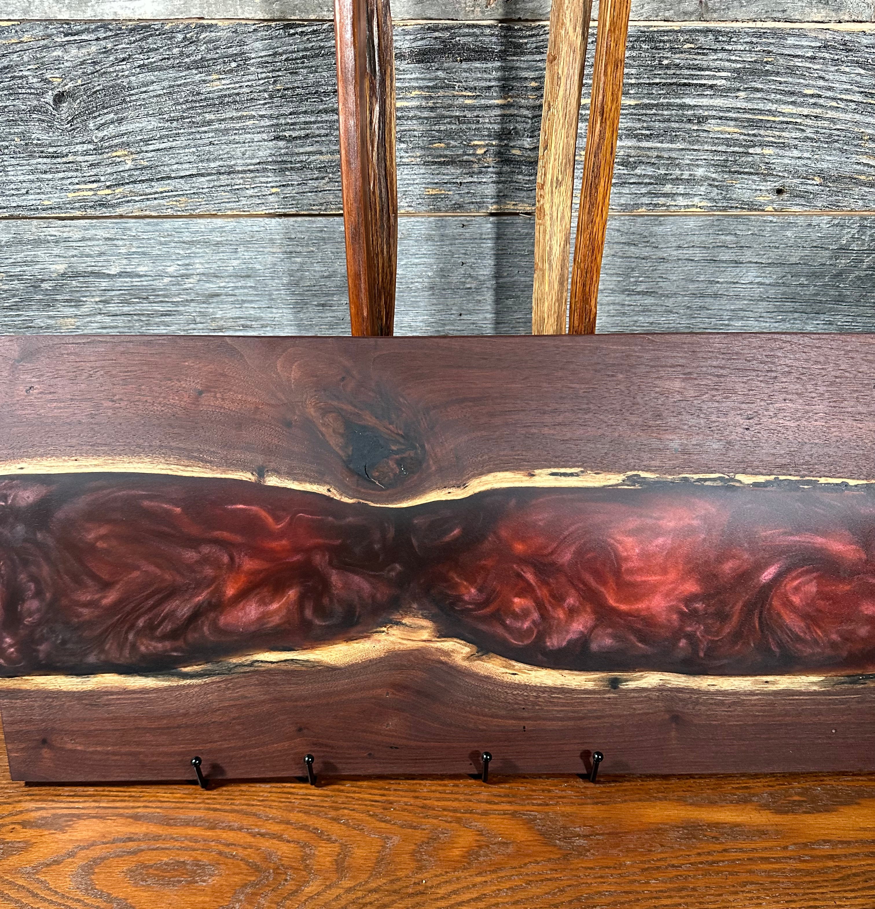 Handcrafted Black Walnut Charcuterie Board with Cosmic Resin Center with Feet