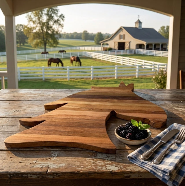 Handcrafted Equestrian Horse Head Tobacco Stick Cutting Board & Charcuterie