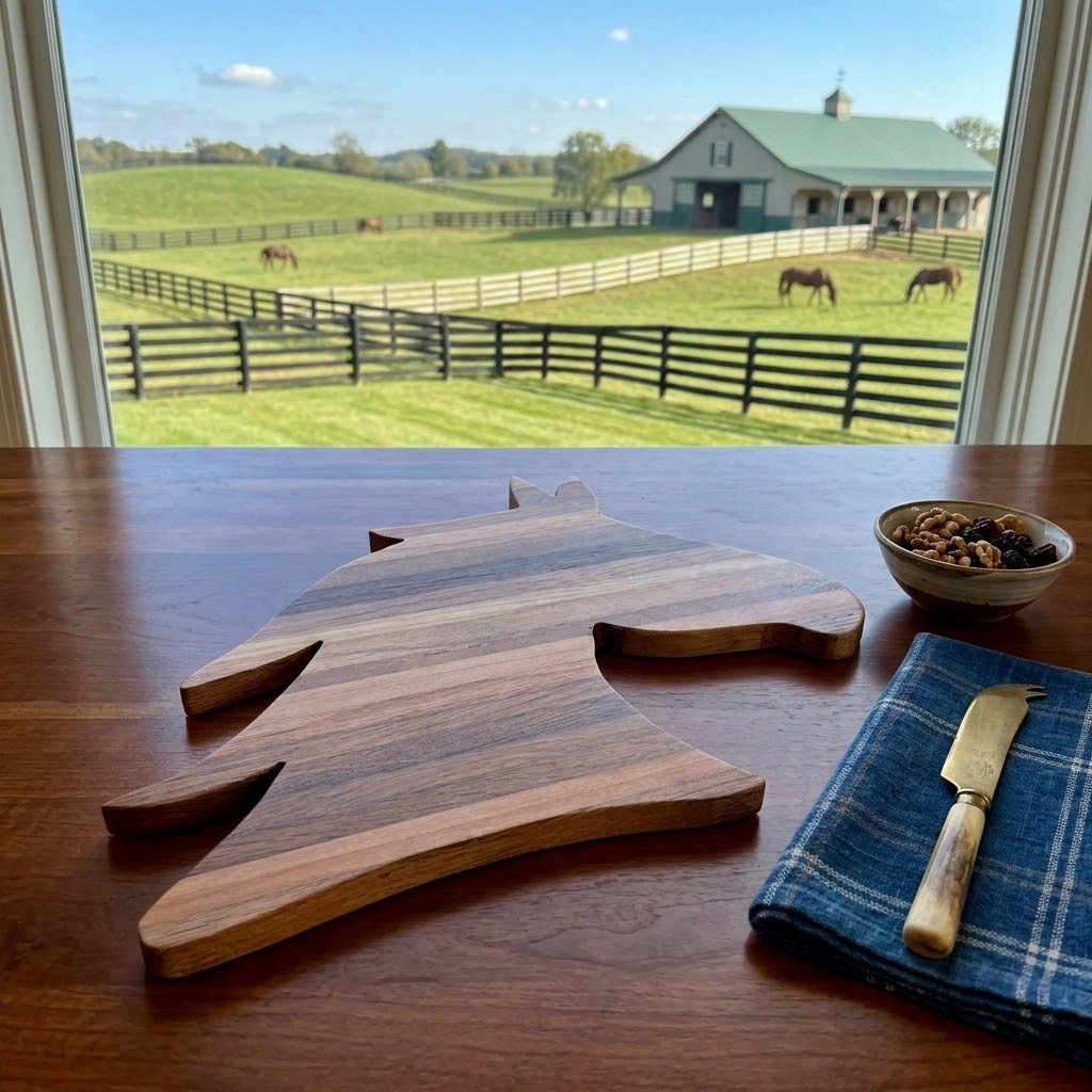 Handcrafted Equestrian Horse Head Tobacco Stick Cutting Board & Charcuterie