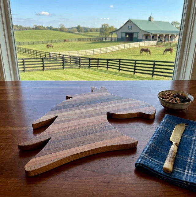 Handcrafted Equestrian Horse Head Tobacco Stick Cutting Board & Charcuterie