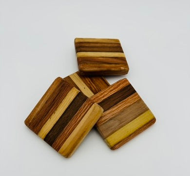 Handcrafted Tobacco Stick Coasters, set of Four