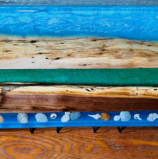 Handmade Resin Seashell Charcuterie Tray | Ocean, Land & Sky