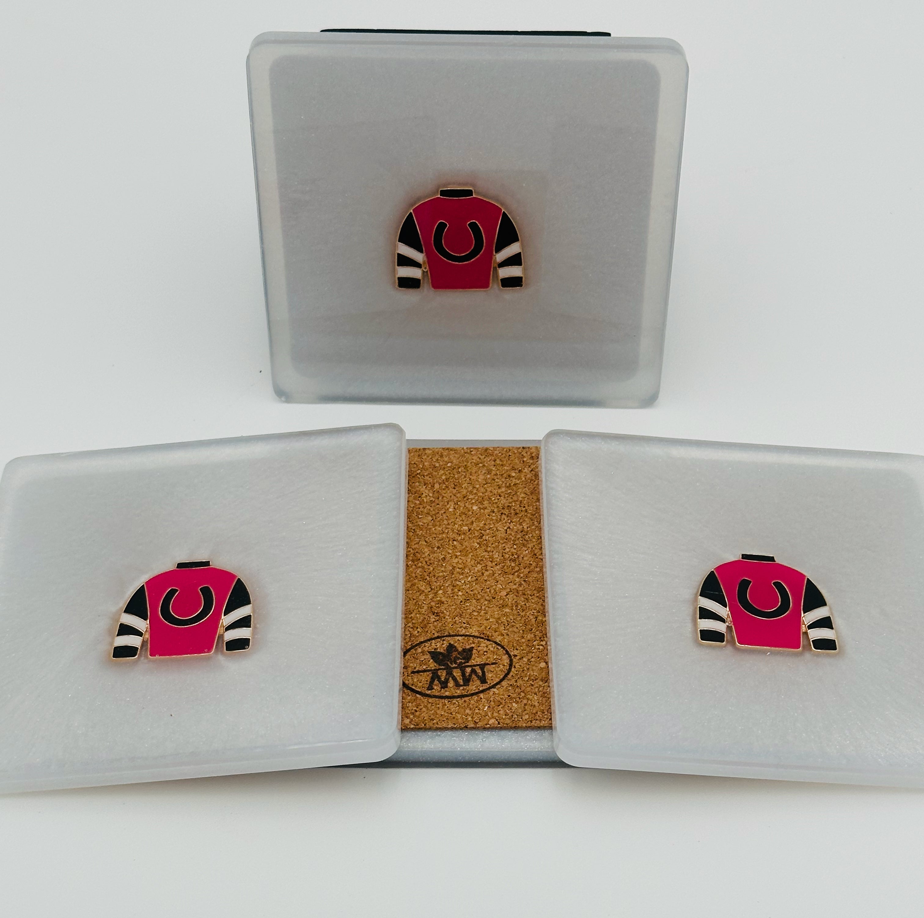 Handcrafted Resin Coasters with Jockey Silk inlay, Set of Four