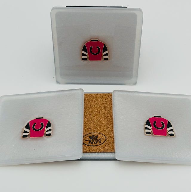 Handcrafted Resin Coasters with Jockey Silk inlay, Set of Four