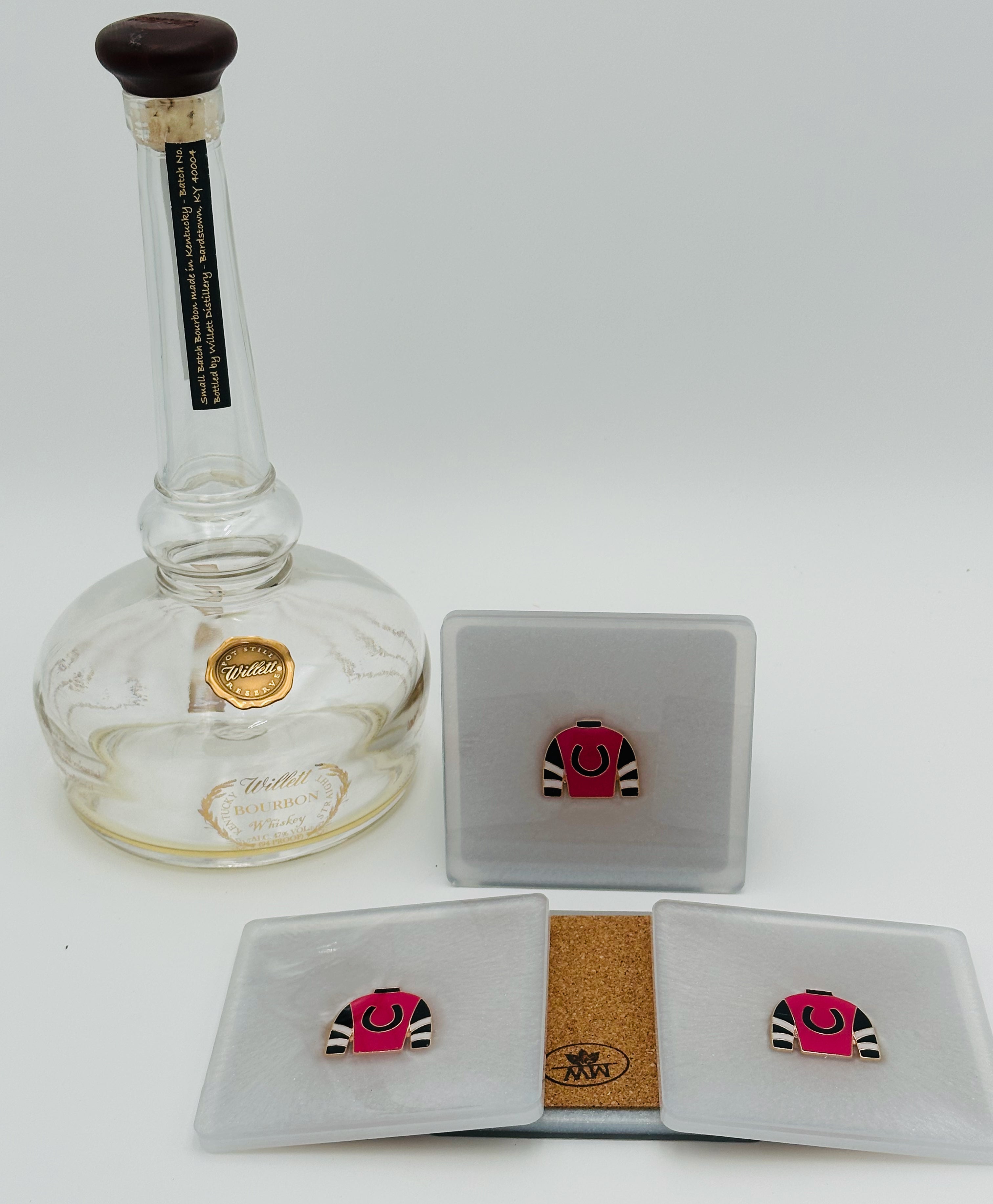 Handcrafted Resin Coasters with Jockey Silk inlay, Set of Four