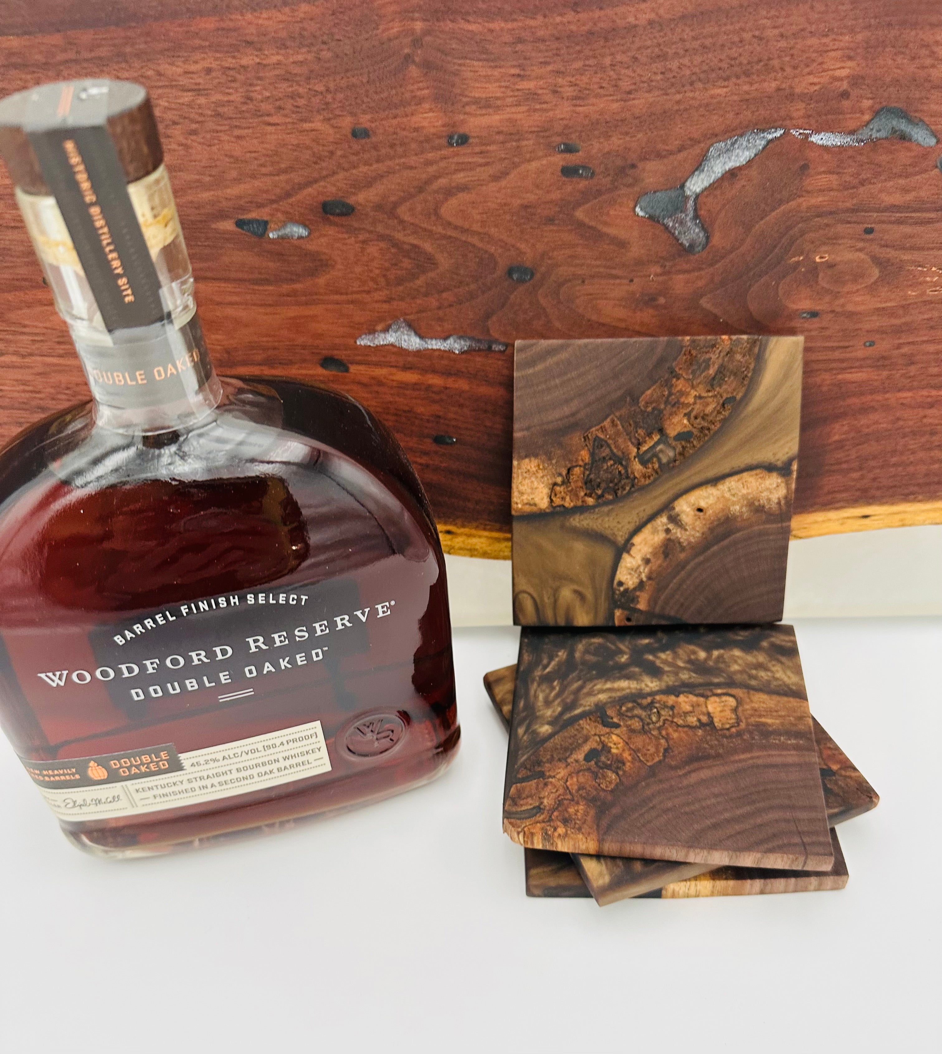 End Grain Black Walnut and Resin Coasters - Set of 4
