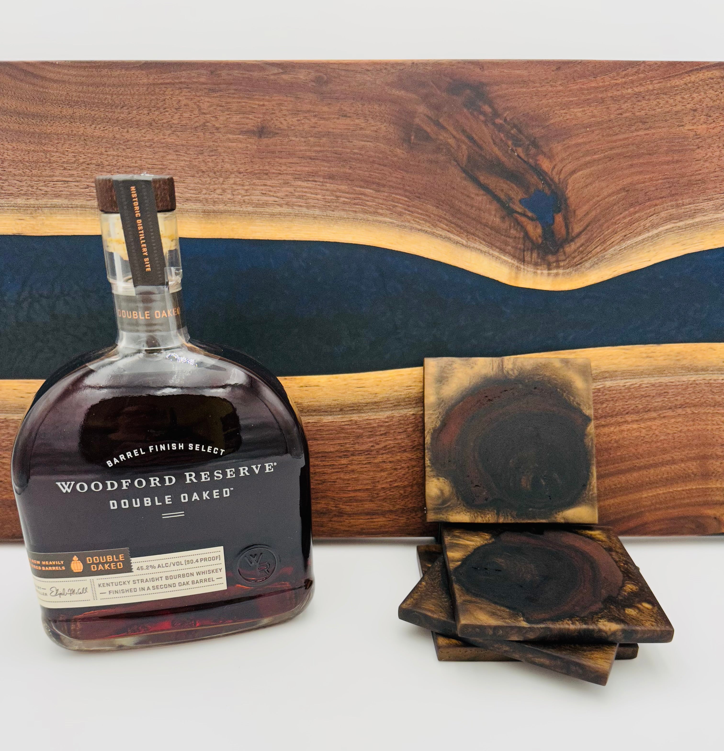 End Grain Black Walnut and Resin Coasters - Set of 4