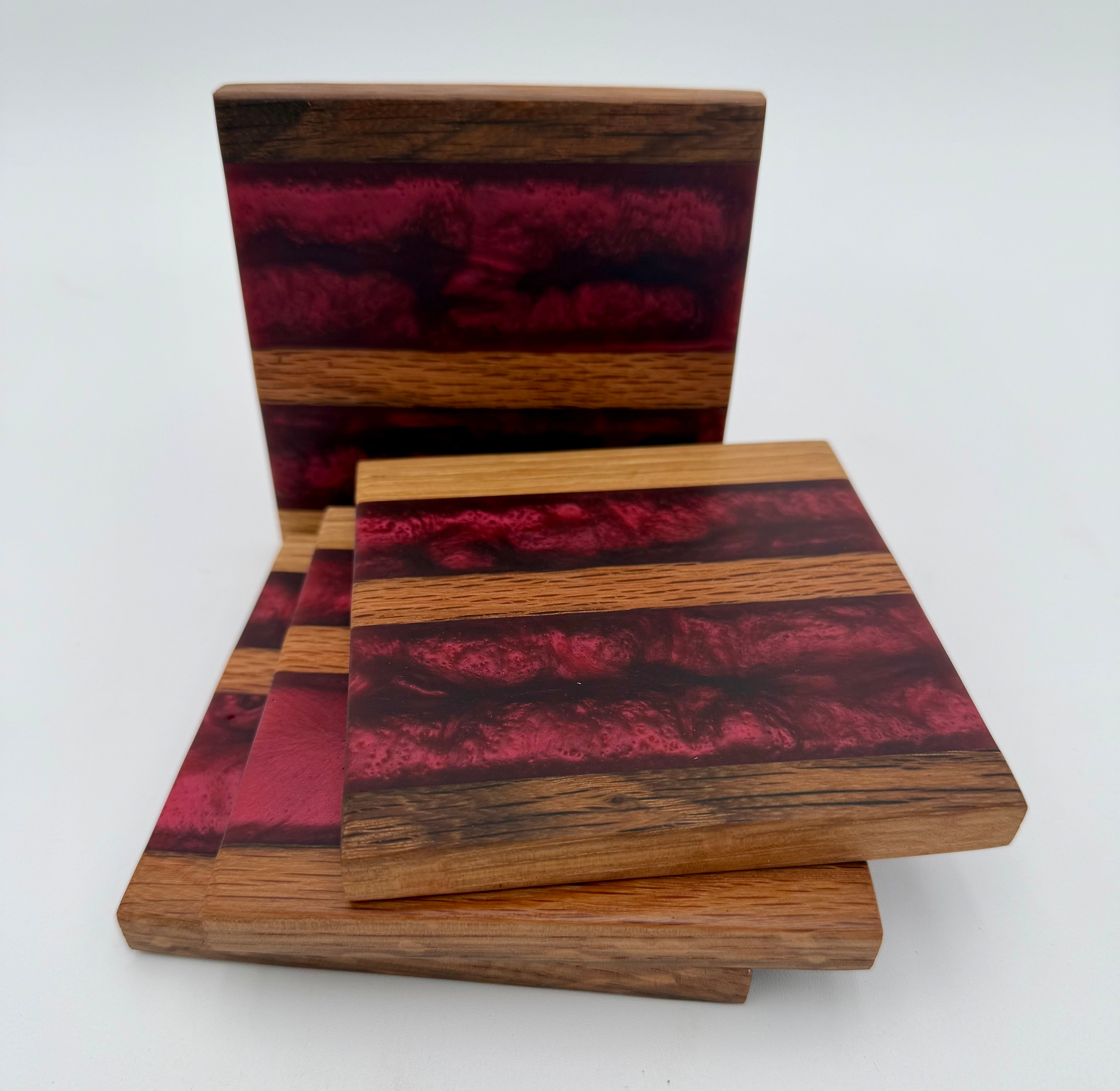 Tobacco Stick Resin Coasters - Rustic Modern Set of 4